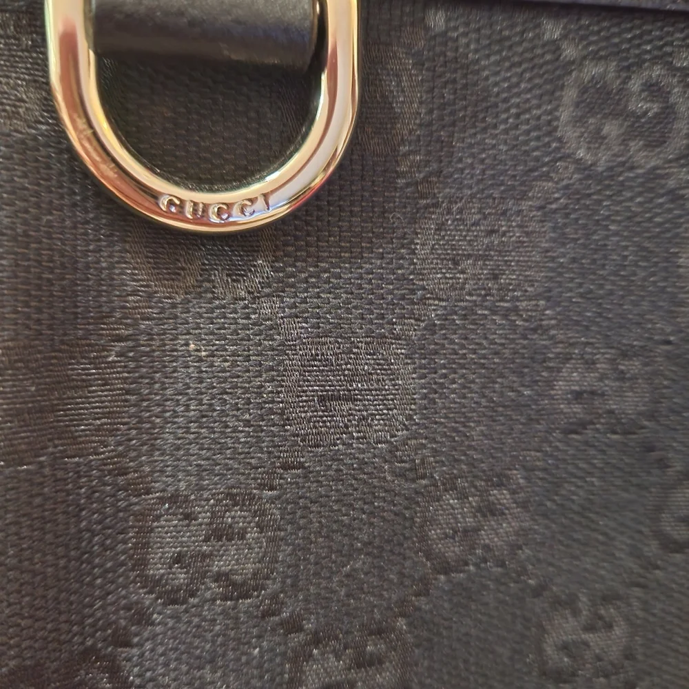 Gucci Black GG Canvas and Leather D Ring Abbey Pochette - Picture 11 of 14